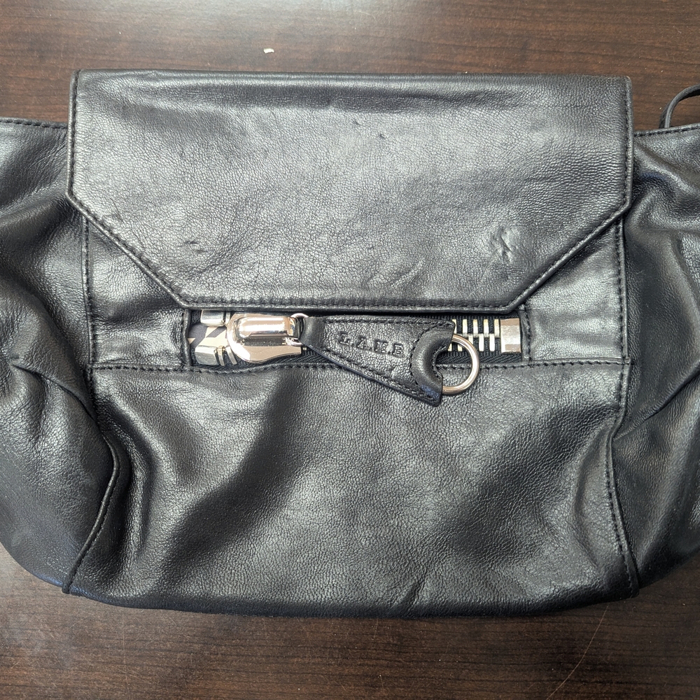 L.A.M.B. Women Black Leather Clutch $298 Retail